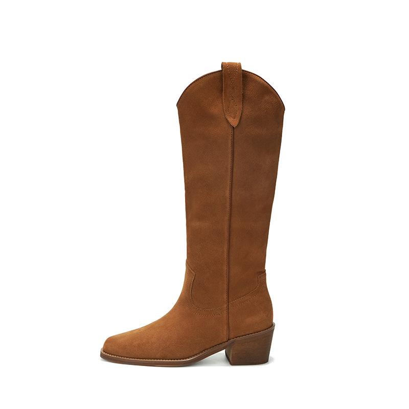 La botte genou suède à talon bloc Margo Femme | Bottes Femme Bottes Bottes