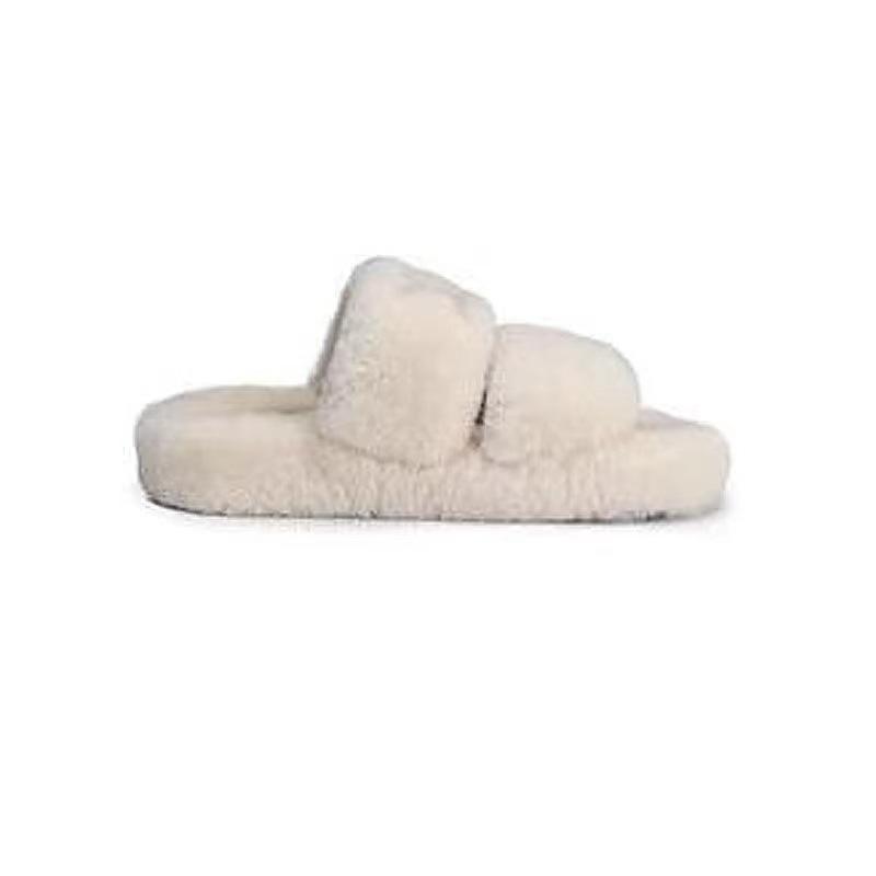 La pantoufle slide double bride peluche Femme | Pantoufles Femme Chaussures Femme