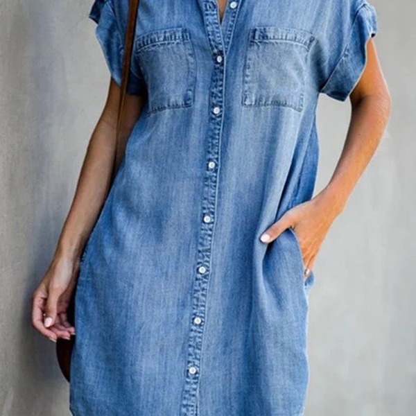 La robe chemise denim coton biologique | Robes Robes Femme