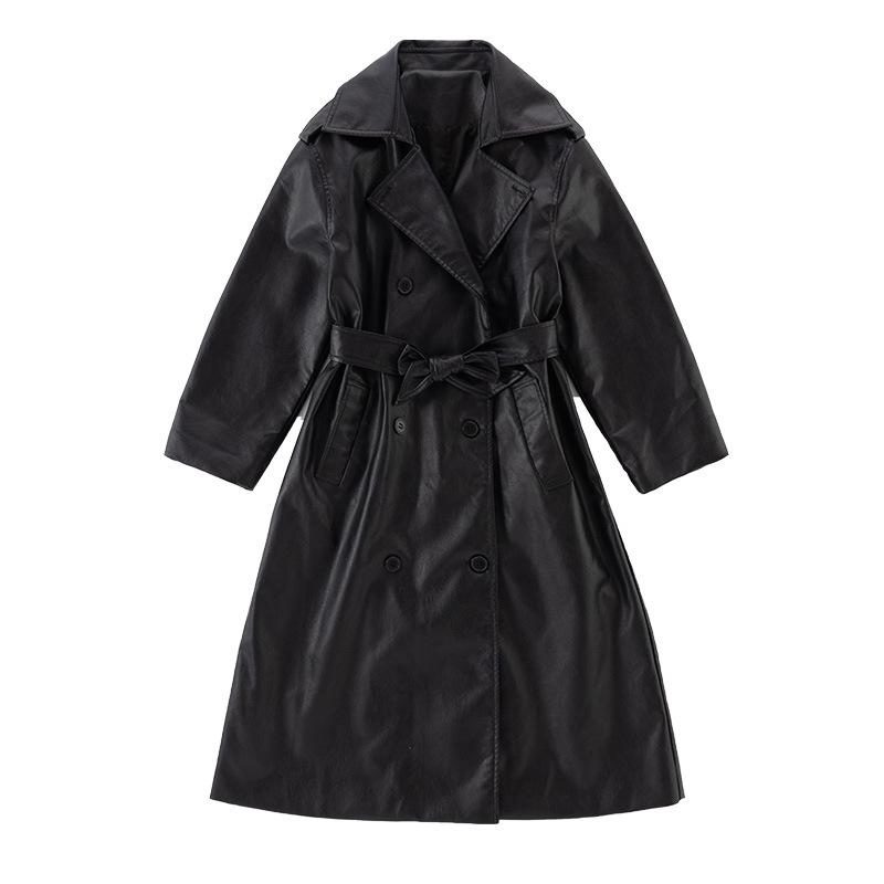 Le long trench faux cuir noir | Manteaux Manteaux Femme