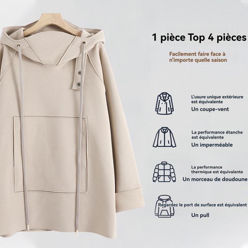 Le manteau feutré col-capuche montant | Manteaux Manteaux Femme