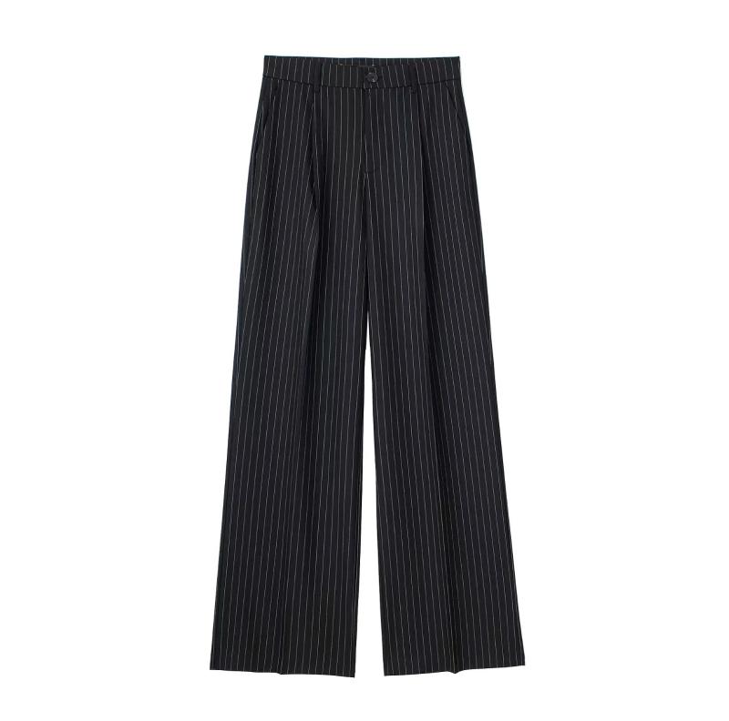 Le pantalon à plis minirayures Importation de Séoul | Pantalons Pantalons Femme