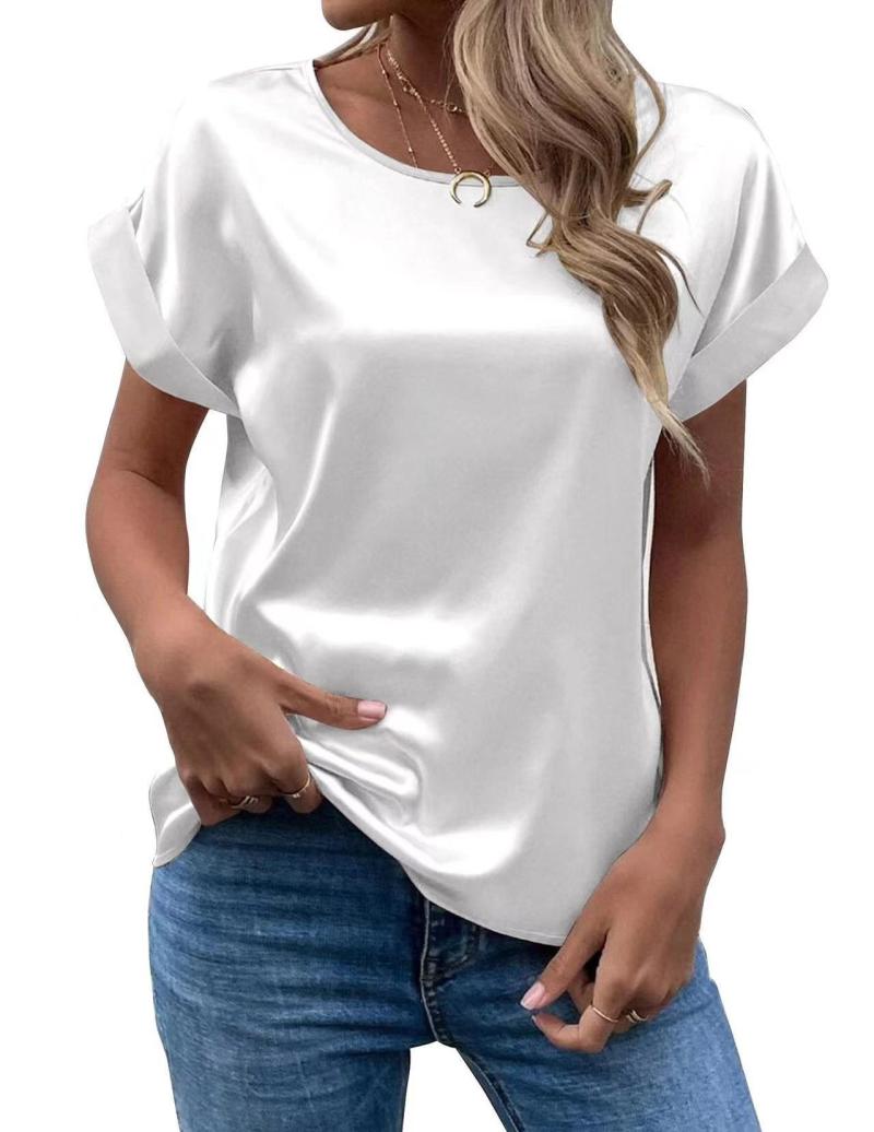 La blouse satinée carrée manches revers | Blouses et chemises Blouses et chemises Blouses et chemises